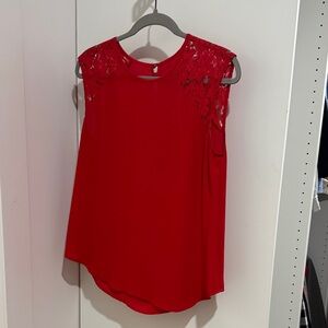 Elegant Red Lace Sleeve Women's Top